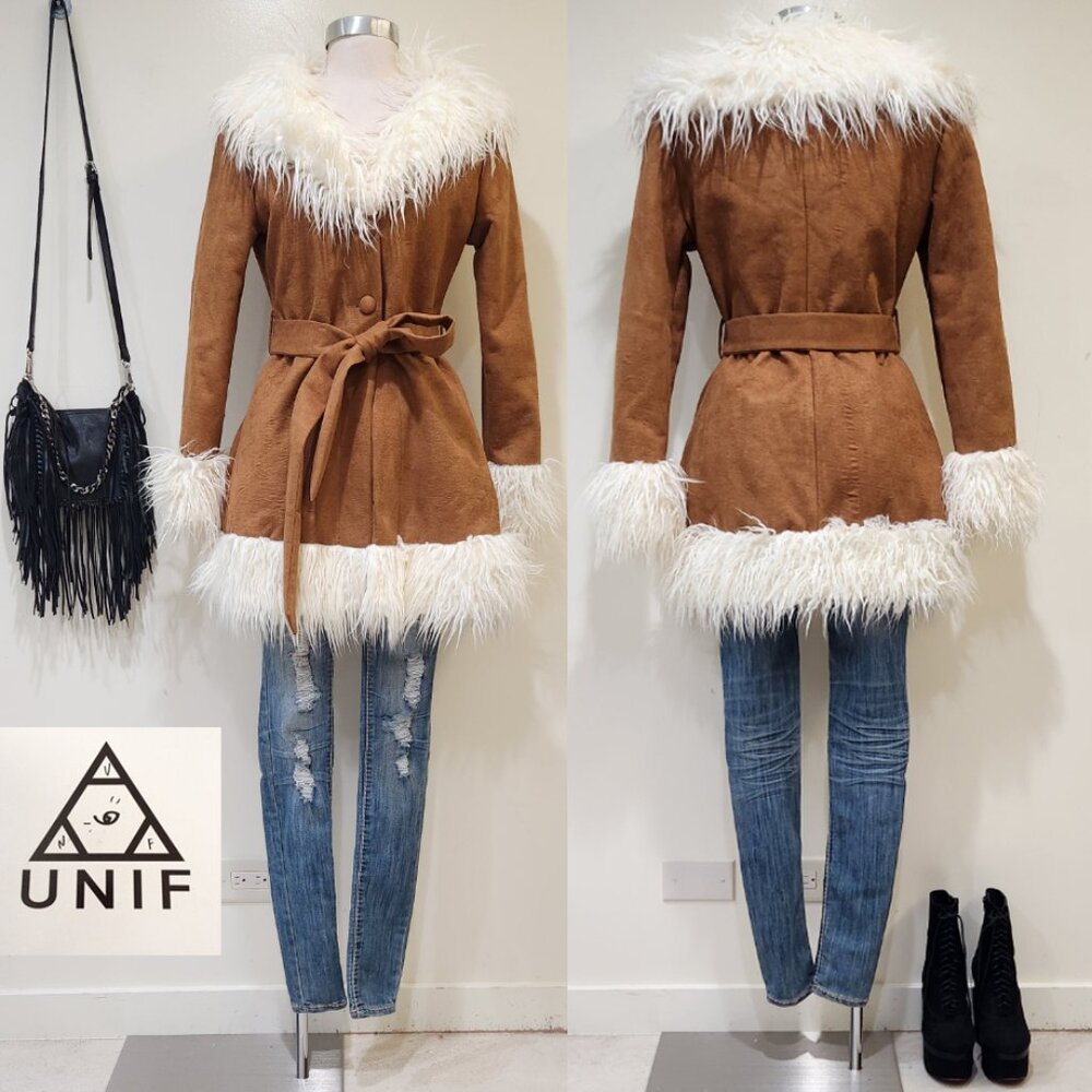🦋🔥💋UBER GORGE!💋🦋🔥70's INSPIRED FAUX SUEDE & MONGOLIAN FUR PENNY LANE COAT